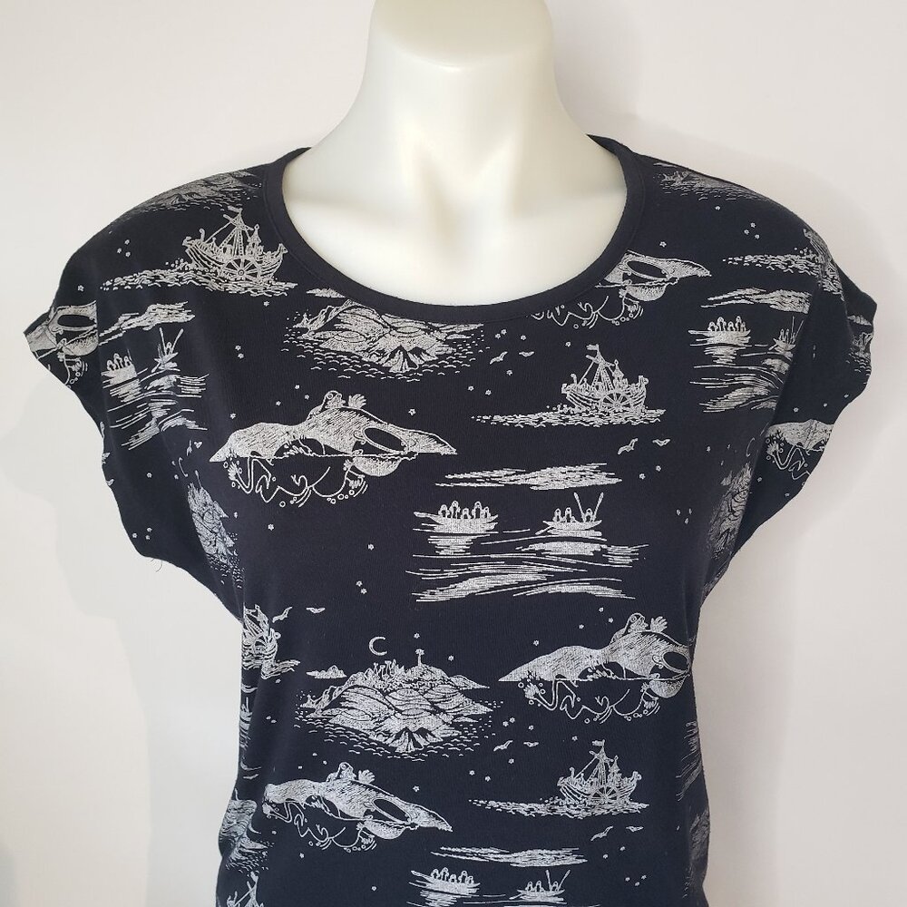 Black and White Moomin Characters Witchy TShirt Mountains and Moons